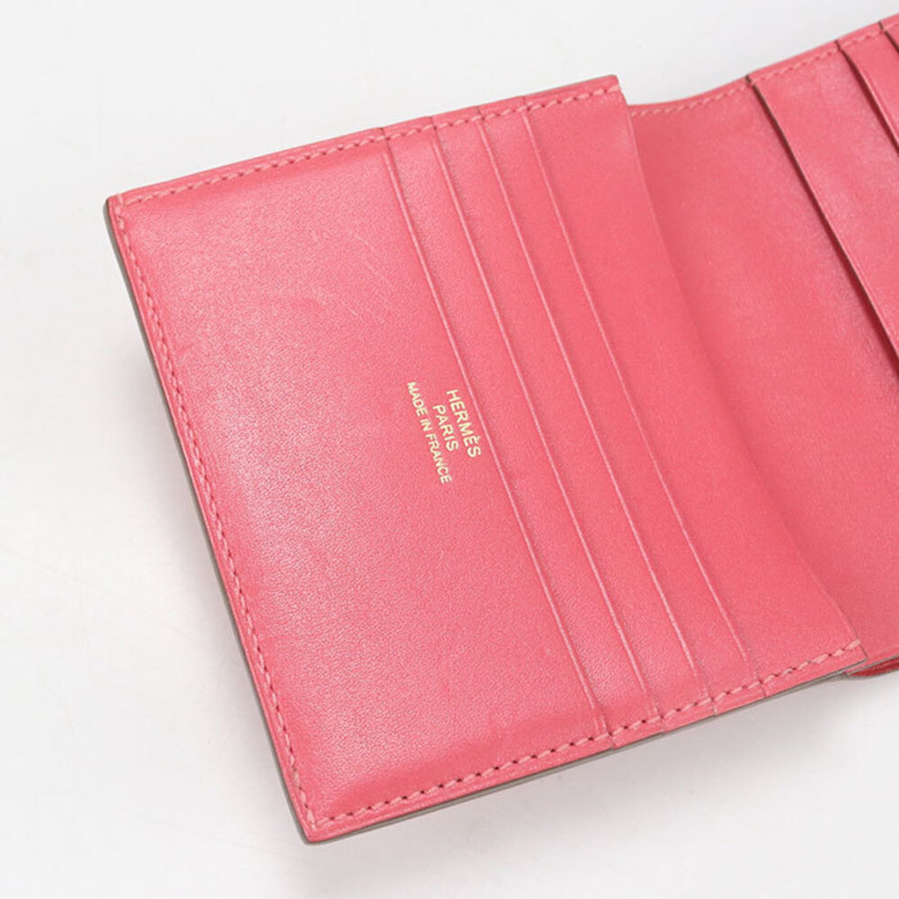 HERMES Bearn Recto Verso Bi-fold Wallet, □R stamp, Women's, Pink - Picture 10 of 12